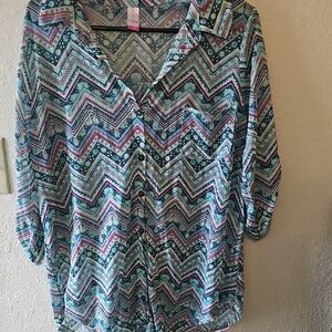 No Boundaries Multicolor Chevron Button Down Shirt